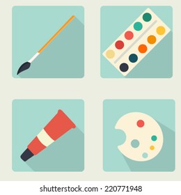 Vector flat stationery icon set