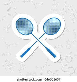 Vector flat sticker badminton icon on white background 