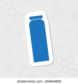 Vector flat sticker bottle with juice template on white background 