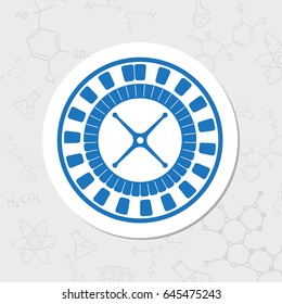 Vector flat sticker casino roulette wheel icon on white background 