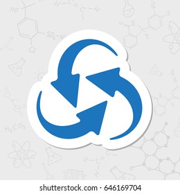 Vector flat sticker circle round arrows for business, diagram on white background 