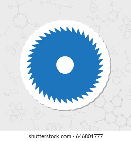 Vector flat sticker circular saw icon on white background