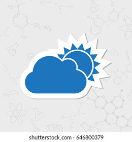 Vector flat sticker cloudiness icon on white background 