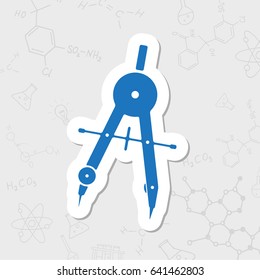 Vector flat sticker compasses icon on white background 