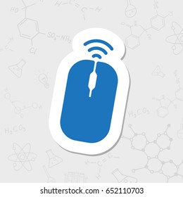 Vector flat sticker computer mouse icon on white background. Business collection 