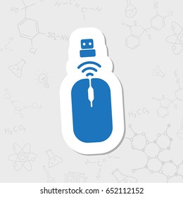 Vector flat sticker computer mouse icon on white background. Business collection 