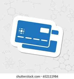 Vector flat sticker credit card icon on white background . Business collection 