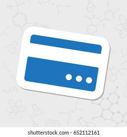 Vector flat sticker credit card icon on white background . Business collection 