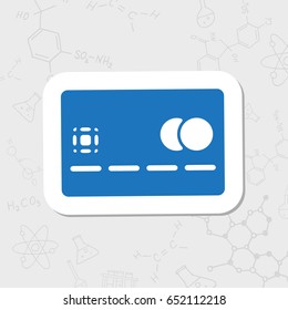 Vector flat sticker credit card icon on white background . Business collection 