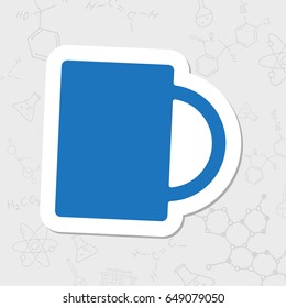 Vector flat sticker cup for tea or coffee icon on white background 