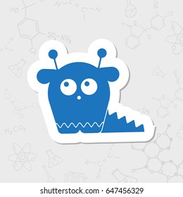 Vector flat sticker dinosaur monster icon on white background 