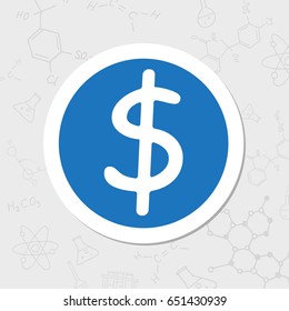Vector flat sticker dollar icon on white background 