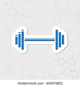 Vector flat sticker dumbbell icon on white background 
