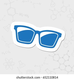 Vector flat sticker Glasses Icon on white background. Color flat style. Fashion illustration 