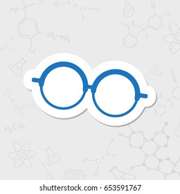 Vector flat sticker Glasses Icon on white background. Color flat style. Fashion illustration 