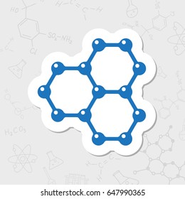 Vector flat sticker graphene icon on white background . Science illustration 
