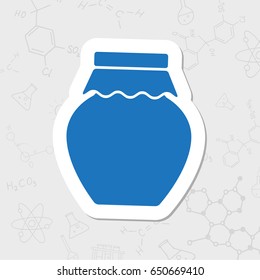Vector flat sticker homemade jam bottle template on white background 