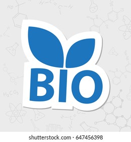 Vector flat sticker icon for organic food and natural products on white background 