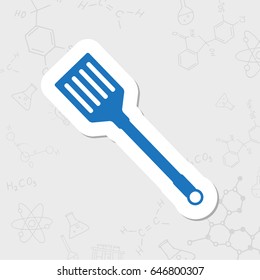 Vector flat sticker kitchen spatula icon on white background 