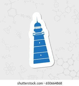 Vector flat sticker lighthouse icon on white background 