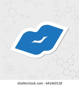 Vector flat sticker lips kiss icon on white background 