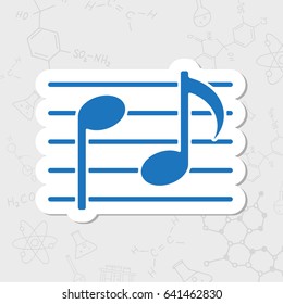 Vector flat sticker music icon on white background 