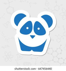 Vector flat sticker panda icon on white background 