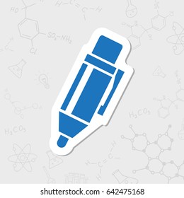 Vector flat sticker pen icon on white background 