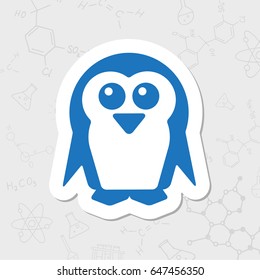 Vector flat sticker penguin icon on white background 