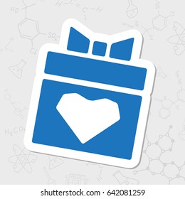 Vector flat sticker present heart icon on white background 