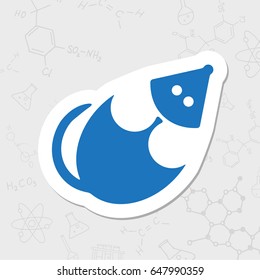 Vector flat sticker rat or mouse icon on white background 