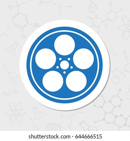 Vector flat sticker retro bobbin icon on white background 