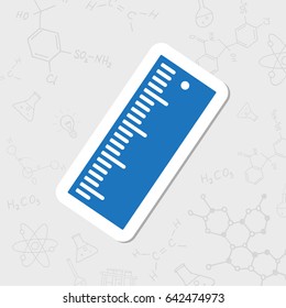 Vector flat sticker ruler icon on white background 