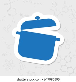 Vector flat sticker saucepan icon on white background 