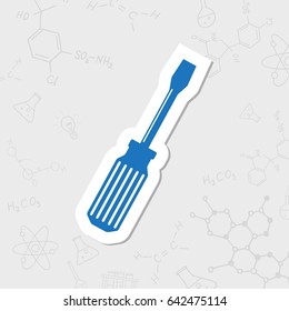 Vector flat sticker screwdriver icon on white background 