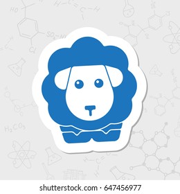 Vector flat sticker sheep icon on white background 