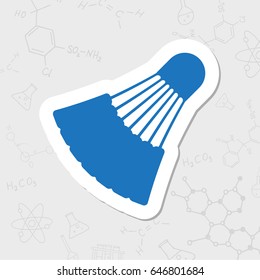 Vector flat sticker simple badminton icon on white background 