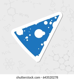 Vector flat sticker slab of cheese icon on white background 