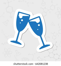 Vector flat sticker stemware icon on white background 