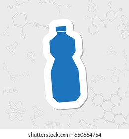 Vector flat sticker sunflower oil bottle template on white background