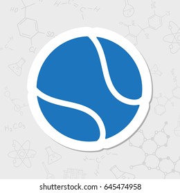Vector flat sticker tennis ball icon on white background 