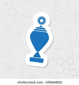 Vector flat sticker trophy goblet icon on white background . Winner award 