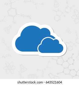 Vector flat sticker two clouds icon on white background 