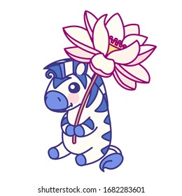 vector flat striped baby zebra. cute animal