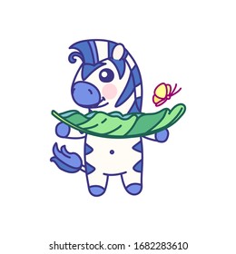 vectorial, cebra de bebé rayada plana. animal adorable
