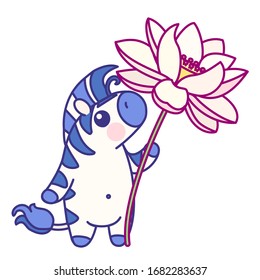 vector flat striped baby zebra. cute animal