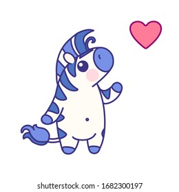 vector flat striped baby zebra. cute animal