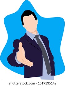 Vector Flat Style Animated Office Man In A Suit