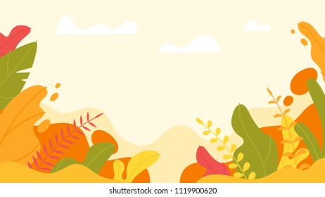 Vector flat style background with simple abstract leaves. Minimalism design. Floral autumn background.