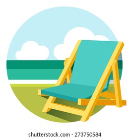 Vector Flat Style Beach Chair Illustration